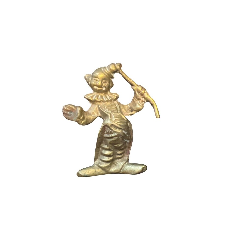 Clown Figurine Figure Solid Brass 2.25 Inches Tall Made In India